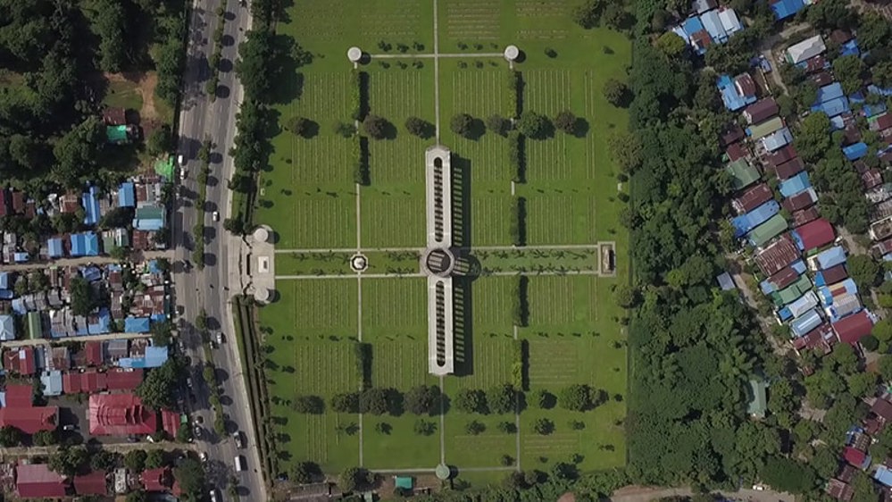 VJ memorial from a birds eye view