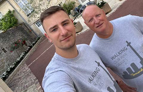 Stephen and Will, who raised £1,410 walking the Normandy Beaches