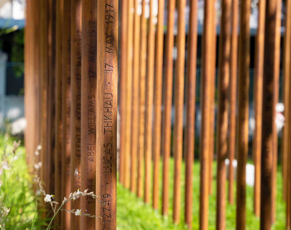 A close up of a name detail on the new Cape Town memorial