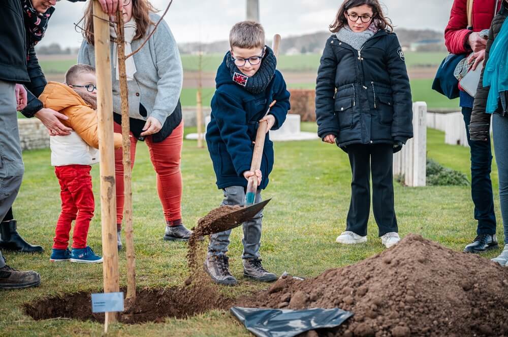 Guillemont Road Cemetery planting marks first of 39,000 trees by 2039
